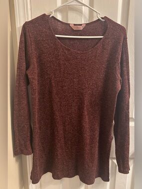 SJS Women's Burgundy Scoop Neck Long-Sleeve Sweater